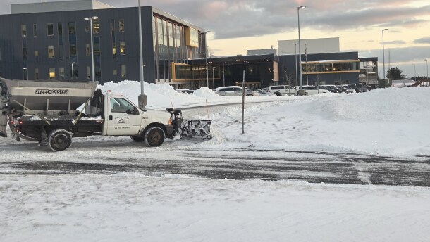 One of the contractors the Kodiak Island Borough hires to plow and remove snow from its properties around town.