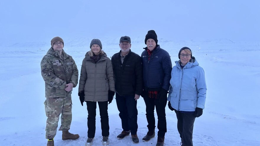 U.S. senators visited Pituffik Space Base on a three-day trip to Greenland that ended Feb. 9, 2026. From right: Maggie Hassan, D-N.H., Angus King, I-Maine, Gary Peters, D-Mich., and Lisa Murkowski, R-Alaska. They met with U.S. Space Force Col. Shawn Lee, left, the base commander.