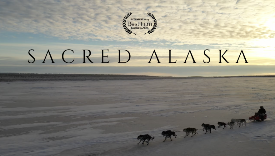 A thumbnail of the 2023 film Sacred Alaska that features scenes and interviews in Y-K Delta Russian Orthodox Communities
