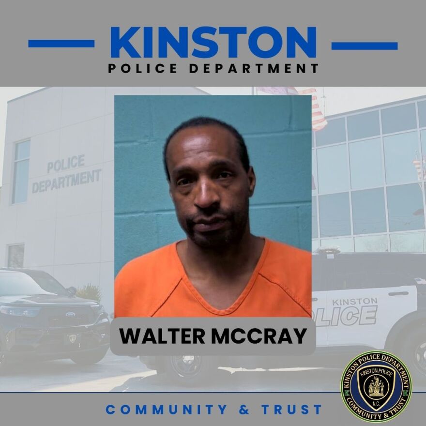 Walter McCray, 52, was seen on video tampering with a victim's vehicle on Sunday and he was arrested and placed in the Lenoir County Jail.