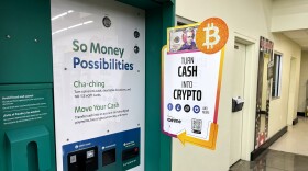 A crypto kiosk at a grocery store in San Luis Obispo, California.