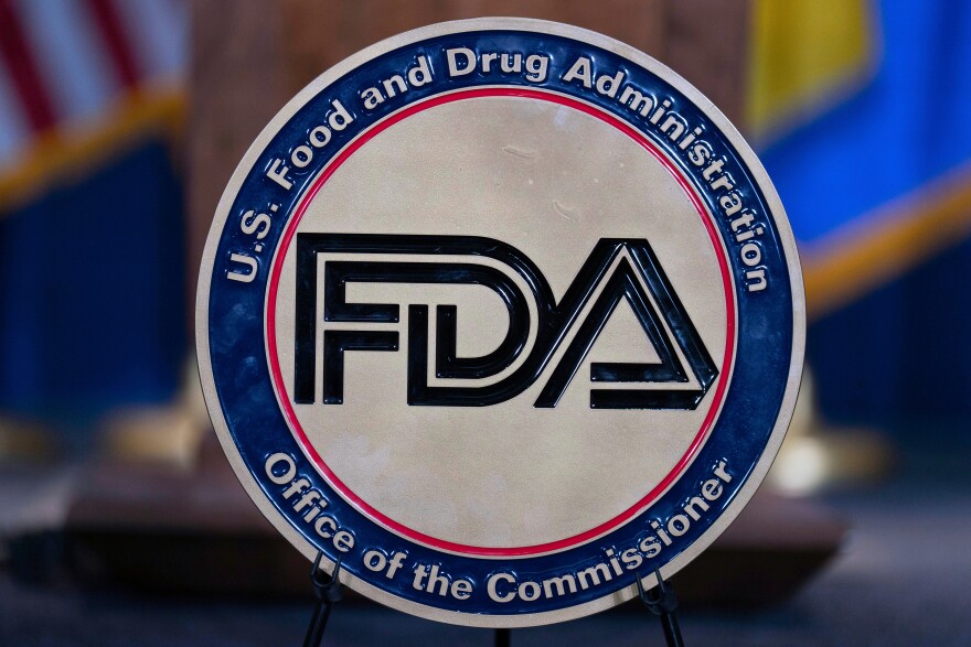 FILE - The Food and Drug Administration seal is seen at the Hubert Humphrey Building Auditorium in Washington, April 22, 2025.