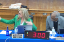 Bartow Mayor Trish Burdin-Pfeffer gestures to fellow commissioners during the discussion on Monday, March 17, 2025.