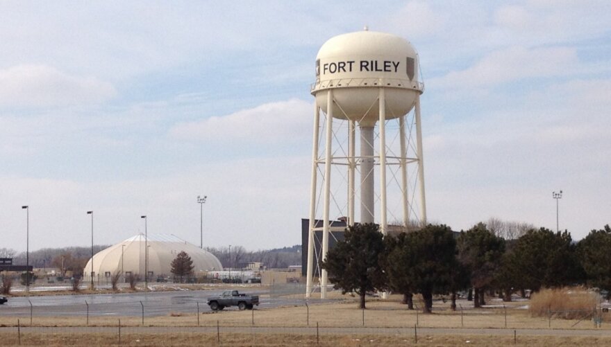 A water tower on the southern edge of Fort Riley, near Junction City.  (Photo by J. Schafer)