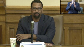 Fred Payne, commissioner of the Indiana Department of Workforce Development, gives an update on the agency's actions at a virtual press conference. (Screenshot of governor's live stream)