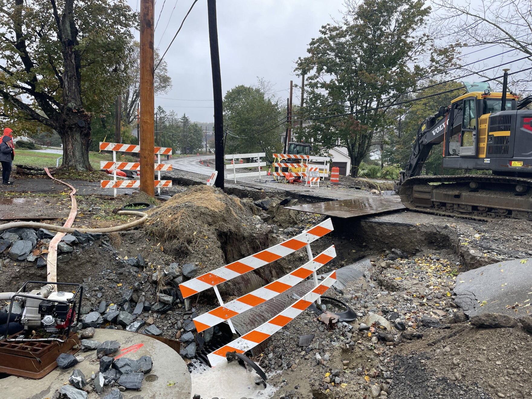 Route 1 in Searsport damaged by torrential rains from posttropical storm Maine Public