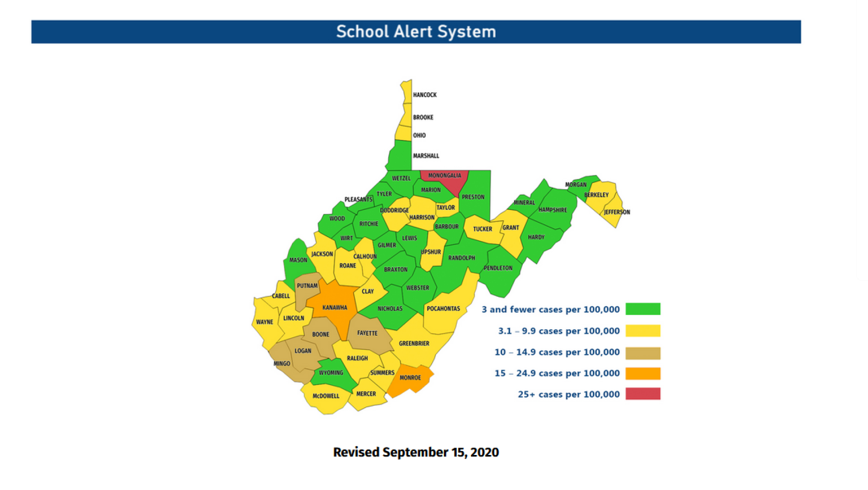 School Alert System Map Revised September 15, 2020