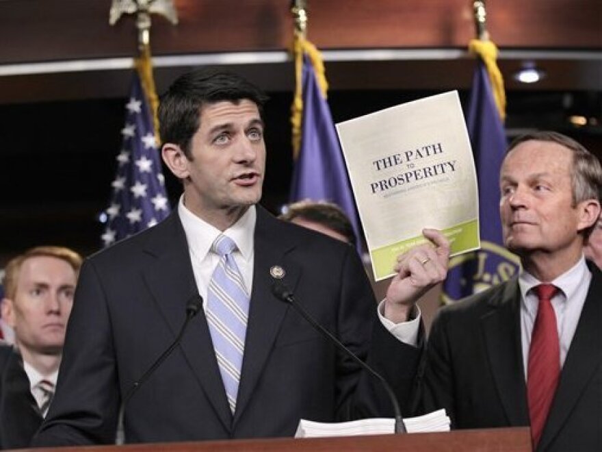 House Budget Committee Chair Rep. Paul Ryan with fellow Republican Rep. Tom McClintock (r) Tuesday, April 5, 2011.