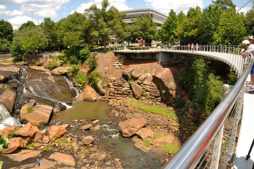 Falls Park in downtown Greenville, SC. The city's next planned revitalization project is another “world-class” park along the Reedy River.