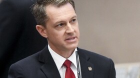 Rep. Wes Allen, sponsor of the House version of the bill, speaks during debate at the Alabama Statehouse in Montgomery on Thursday.