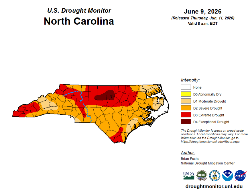 In some parts of the state, North Carolina is facing extreme to exceptional drought conditions this year.