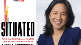 The cover of "Situated" and author Angela Duckworth. (Courtesy of Simon & Schuster and Angela Duckworth)
