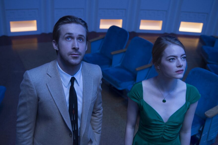 Emma Stone and Ryan Gosling on the set of "La La Land." (Dale Robinette)
