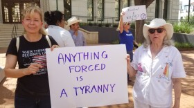 Anti-mask protesters at San Antonio City Hall