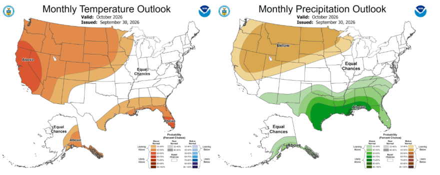 Climate outlook for October 2026.