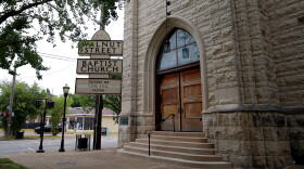 The Walnut Street Baptist Church is located at the corner of South 3rd and St. Catherine streets.