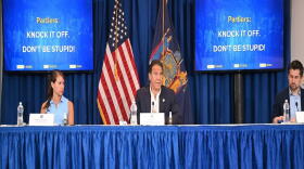 Gov. Andrew Cuomo speaks at a briefing this month.