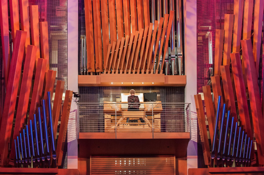 Jan Kraybill plays the Julia Irene Kauffman Casavant organ in Helzberg Hall