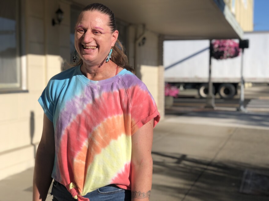 Aberdeen City Councilwoman Tiesa Meskis wears a tie-dye shirt.