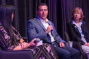 Frank Almaraz, interim president and CEO for CPS Energy, and Francine Romero, chair of CPS Energy board, are shown at a Luminaries breakfast hosted by Texas Public Radio on Aug. 6, 2026.
