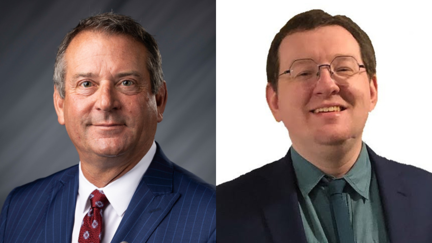 Indiana House District 41 candidates from left to right: Incumbent Republican Mark Genda and Democrat Jackson Hayes.