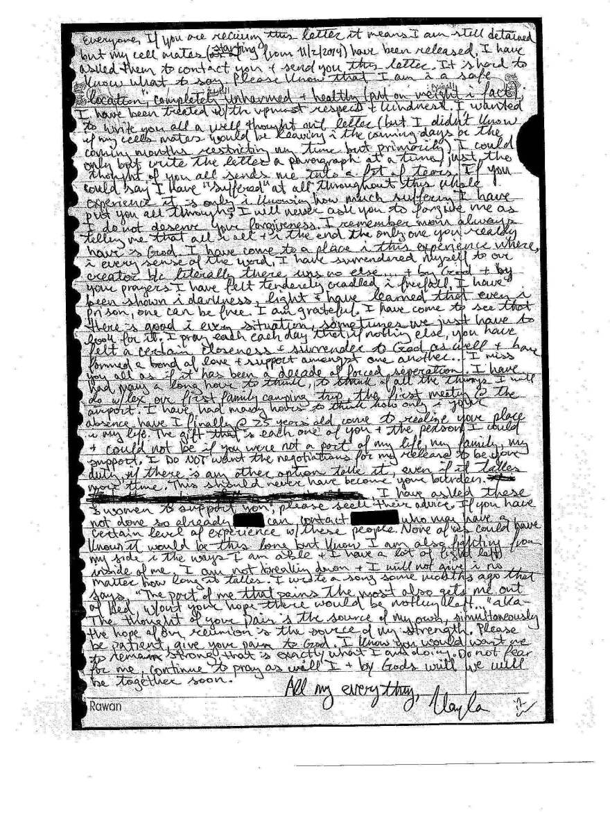 Letter from Kayla Mueller.
