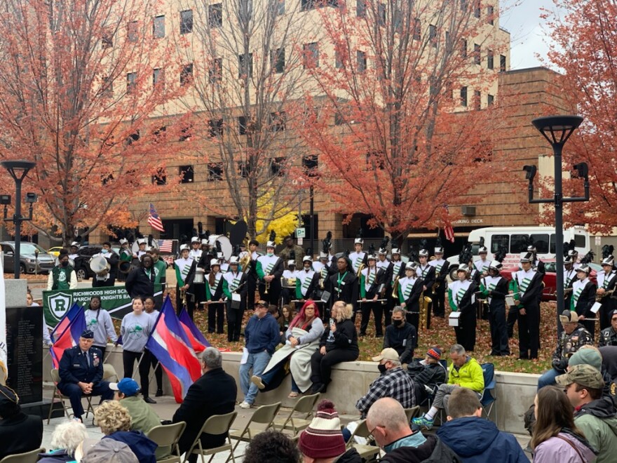 A Veterans Day memorial drew a large crowd on Thursday, Nov. 11 in Downtown Peoria.