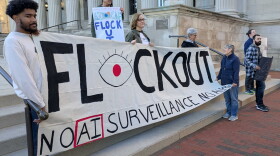 Springfield and Holyoke residents rally in front of Springfield City Hall against automate license plate readers