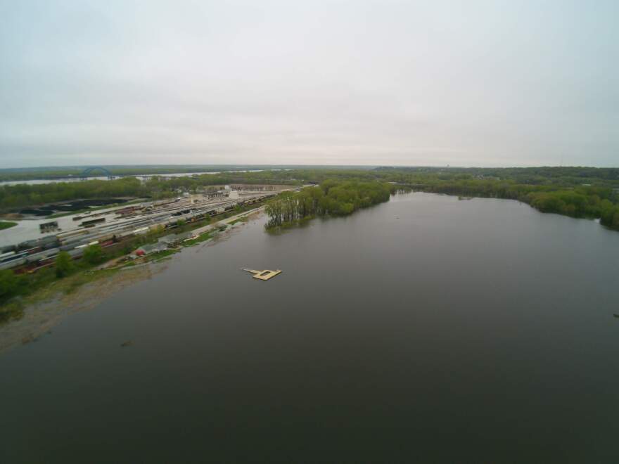 Drone photo of Nahant Marsh, Davenport, Iowa during the 2019 flood