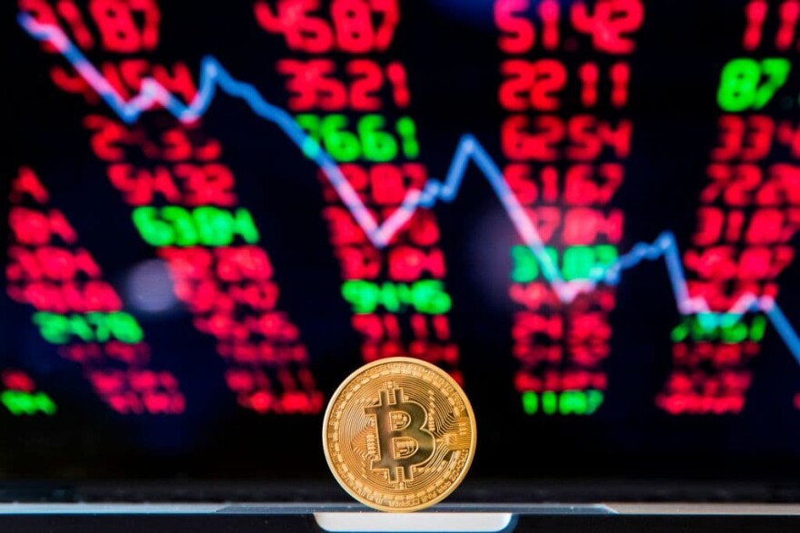 A picture taken on February 6, 2018 shows a visual representation of the digital crypto-currency Bitcoin, at the "Bitcoin Change" shop in the Israeli city of Tel Aviv. (Photo by JACK GUEZ / AFP) (Photo by JACK GUEZ/AFP via Getty Images)