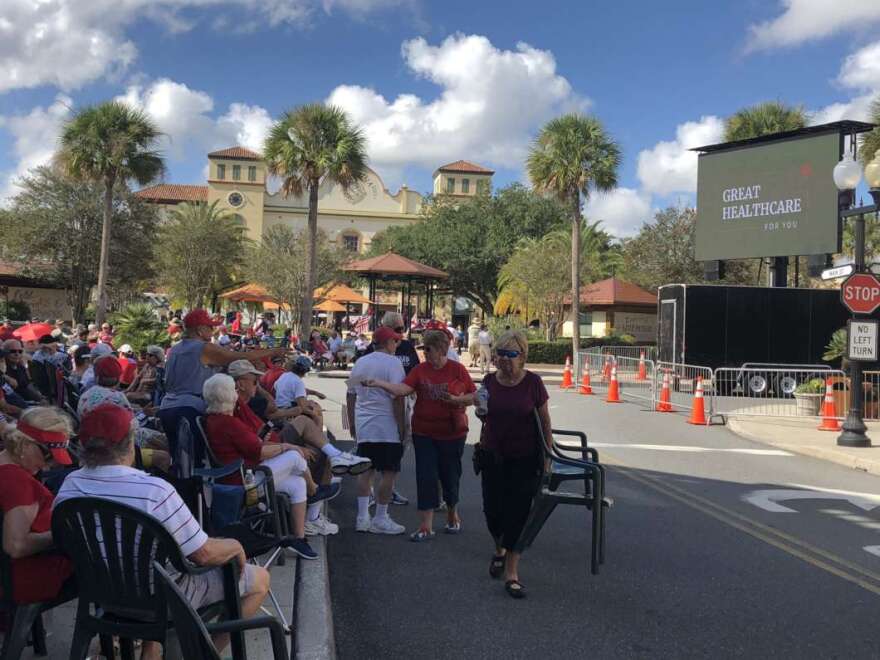 Supporters in The Villages await remarks from President Trump. Photo: Abe Aboraya