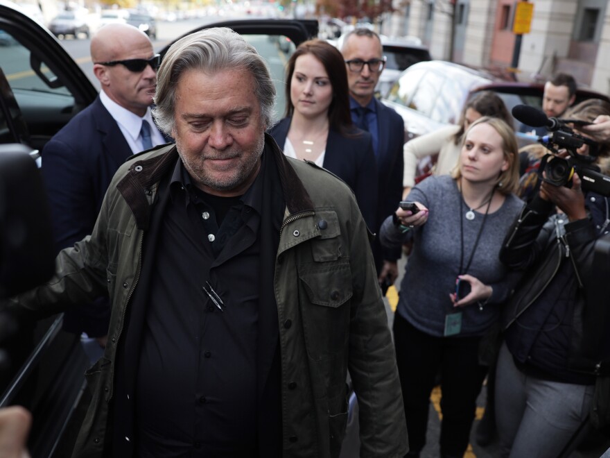 Former White House senior counselor to President Donald Trump Steve Bannon leaves the E. Barrett Prettyman United States Courthouse after he testified at the Roger Stone trial on Nov. 8, 2019. [Alex Wong / Getty Images]