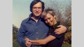 Playmate Candace Jordan with Hugh Hefner at Playboy Mansion West.