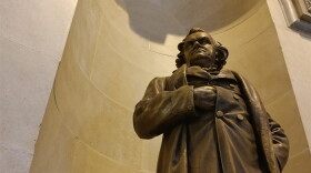 A statue of Stephen Douglas, who was a U.S. Congressman, secretary of state and Supreme Court justice in Illinois, is pictured at the Illinois State Capitol Wednesday. The statue remains on the Statehouse's second floor, although a different statue of Douglas was removed from the Capitol grounds last year by former House Speaker Michael Madigan. A task force met Wednesday to review all monuments on state property.