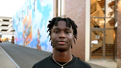 Allen Quayson, a member of Gen-Z in West Hartford, interviewed by The Wheelhouse’s Frankie Graziano about his generation’s news consumption and political outlook on July 23, 2025.