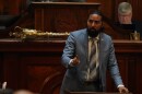 Rep. Justin Bamberg, D-Bamberg, speaks against the Republican redistricting effort in the House chamber at the South Carolina Statehouse on May 6, 2026.