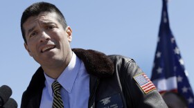 Republican U.S. Senate candidate and former Navy SEAL Gabriel Gomez speaks last month in South Boston, Mass. On Tuesday, Gomez won the GOP nomination and will face Democratic Rep. Ed Markey in a June 25 special election.