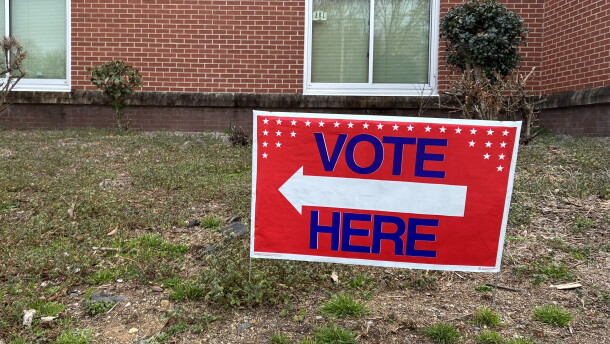 "Vote Here" sign