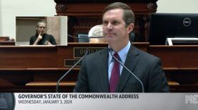 Gov. Andy Beshear addresses the General Assembly during the State of the Commonwealth Address on Wednesday, Jan. 3, 2024.