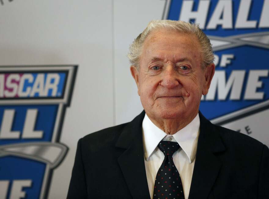 Rex White, a member of the 2015 NASCAR Hall of Fame class, arrives at the hall, Jan. 30, 2015, in Charlotte, N.C.