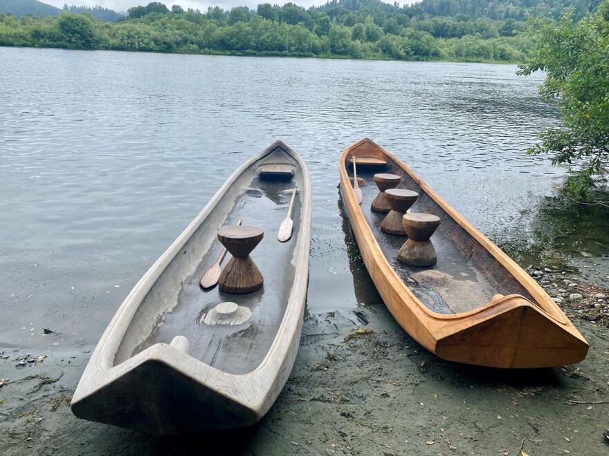 Canoes used on the Yurok Tribe's canoe tour.