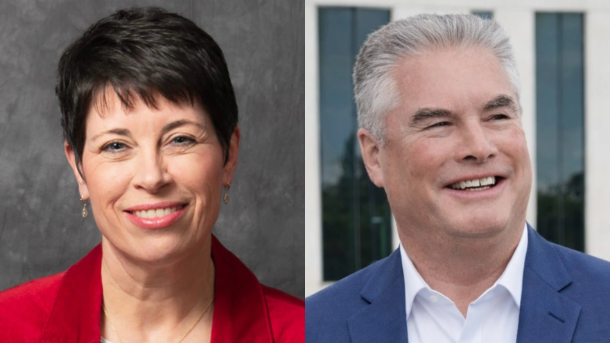 Indiana Senate District 46 candidates from left to right: Republican Juanita Albright and Democrat Kerry Forestal.