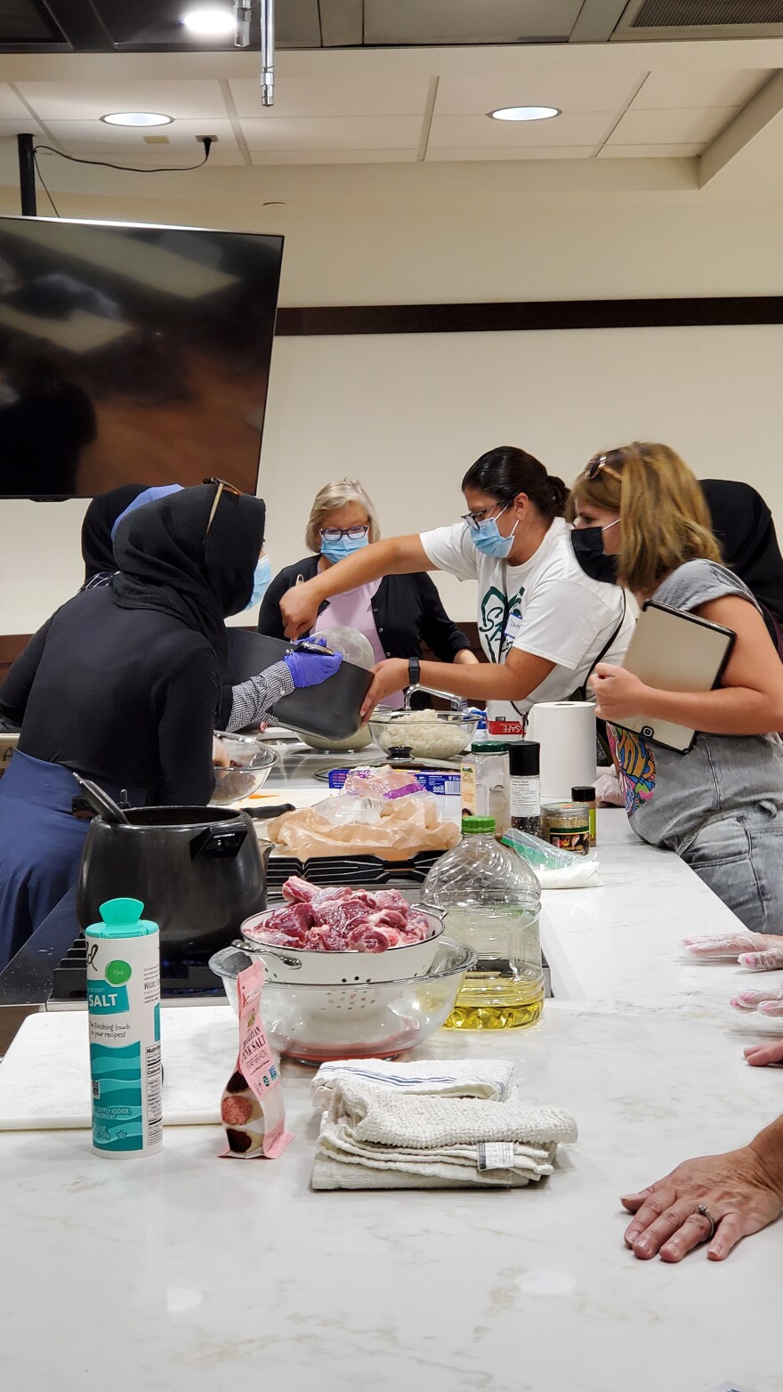 Students cooking Afghan food.