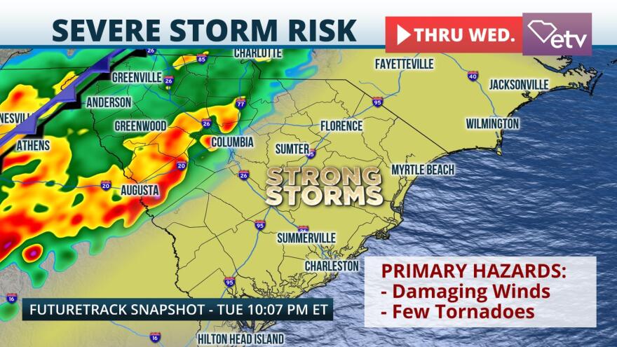 Strong storms through Wednesday