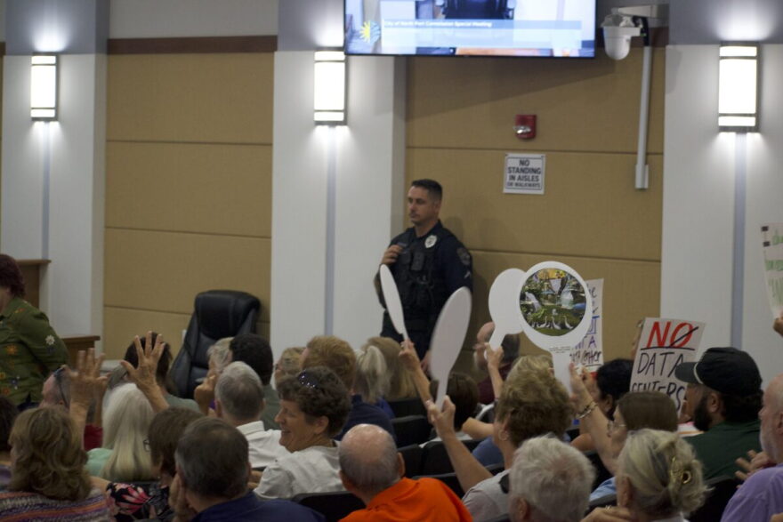 The crowd at a data center meeting in North Port City Hall.