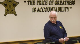 Bristol County Sheriff Thomas Hodgson during a training class conducted at Bristol County Jail and House of Correction in North Dartmouth, Massachusetts, in December 2017.