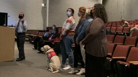 Unit 5's Director of Secondary Education, Dan Lamboley, introduces teachers and district graduates involved in a career planning pilot, during the Wednesday, Nov. 10, Unit 5 school board meeting at Normal Community West High School.