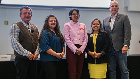 Arizona Western College held its fifth annual legislative town hall this last Tuesday, Sept. 22. From left to right: Sen. Tim Dunn (R-25), Rep. Michele Peña (R-23), AWC President Dr. Reetika Dhawan, Rep. Mariana Sandoval (D-23), Rep. Michael Carbone (R-25).