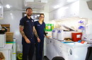 Representatives from the Global Alzheimer’s Platform Foundation prepare the mobile unit for cognitive assessments and blood testing on Friday, Sept. 25, 2026. (Catherine Chapman/WUFT News)