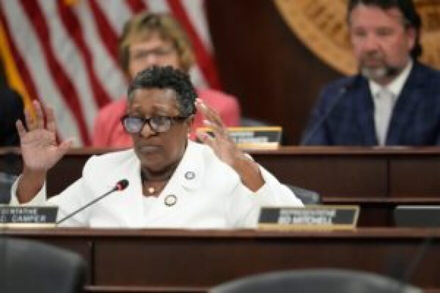 Rep. Karen Camper, D-Memphis, speaks in a House committee meeting during a special session of the state legislature to redraw U.S. Congressional voting maps in Nashville.